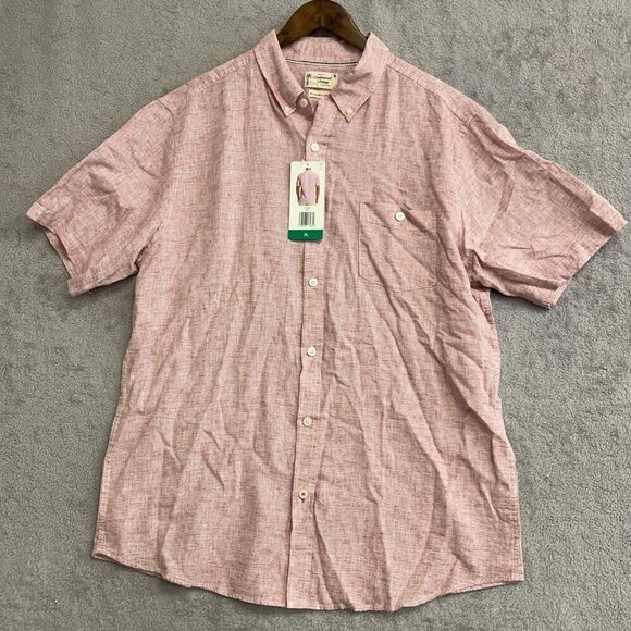 NEW Weatherproof Vintage Men's XL Short Sleeve Linen Blend Shirt Red - Picture 1 of 9